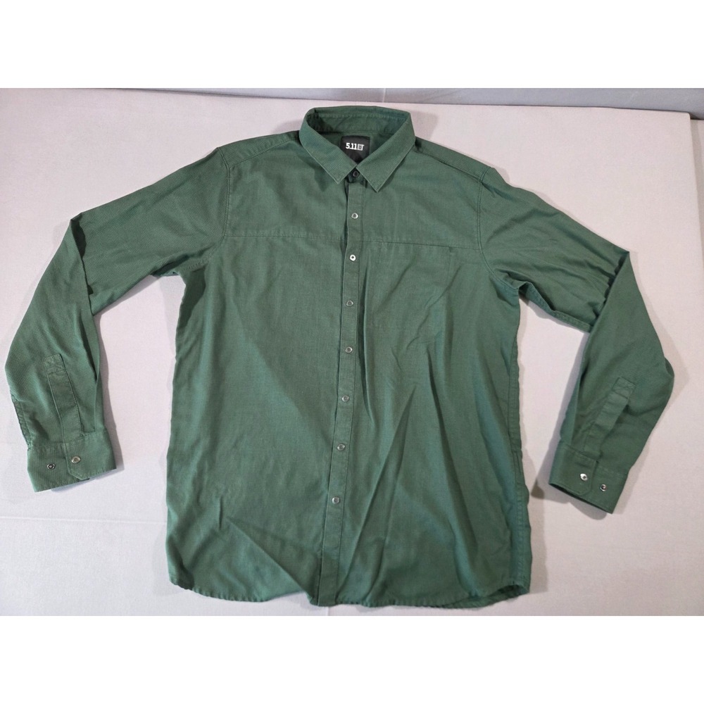 5.11 Tactical Shirt Mens Medium Green Checkered Soft Cotton Utility Casual - Picture 1 of 7